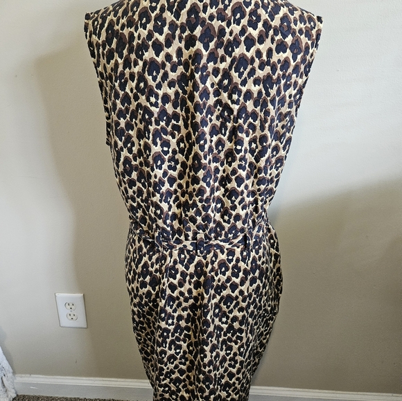 Halston 100% Silk Leapord Print Shirt Dress Womens Size 16 - Picture 9 of 12